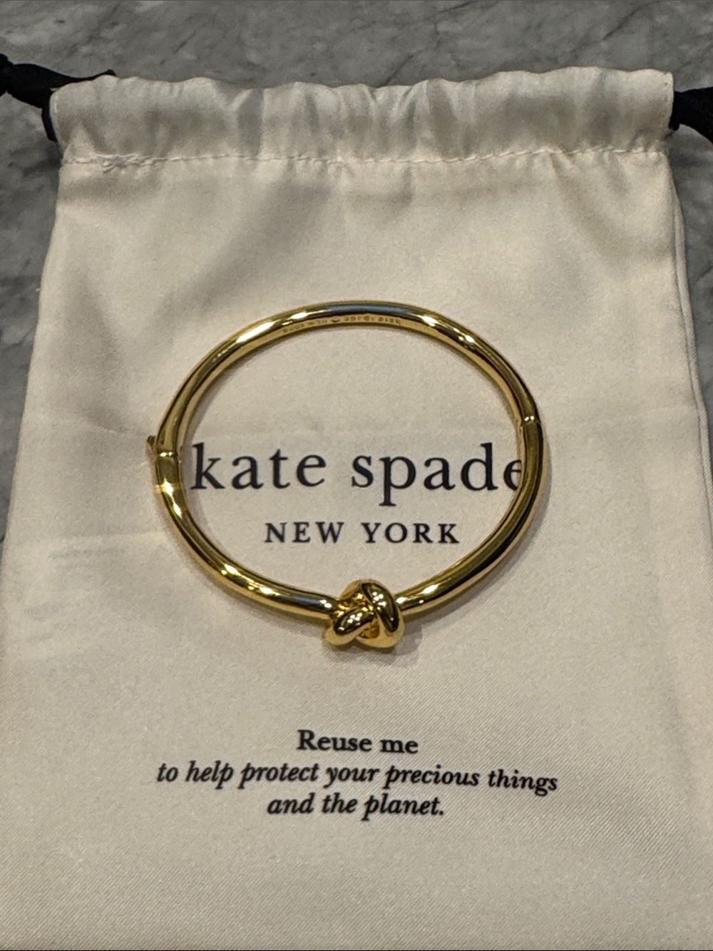 kate spade Gold Knot Hinged Bangle Bracelet - Picture 2 of 2